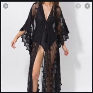 Pia Rossini Black Lace Kimono OS